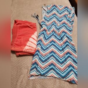 Chevron Dress with Coral Tie-Dye Shorts
